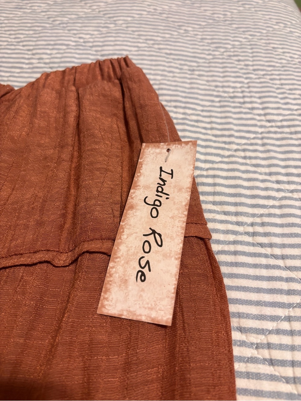 Tiered Maxi Skirt in Rust with Drawstring Waist - Picture 2 of 5
